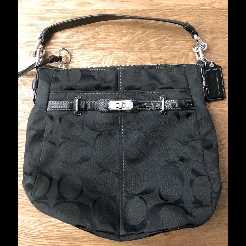 Coach “C” Logo Medium Shoulder Bag Black Gem